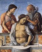 Marco Zoppo THe Dead Christ with Saint John the Baptist and Saint Jerome oil painting